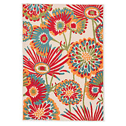 Jaipur Floral Indoor/Outdoor 7'4 x 9'6 Area Rug in Red