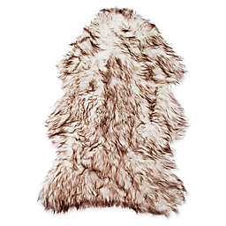 Luxe Faux Fur™ Gordon Faux Sheepskin 2' x 3' Accent Rug in White/Brown