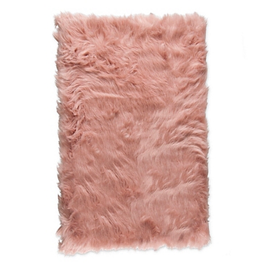Luxe Faux Fur&trade; Hudson 2&#39; X 3&#39; Tufted Area Rug in Dusty Rose. View a larger version of this product image.