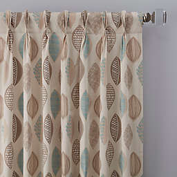 Abstract Leaf 84-Inch Pinch Pleat Window Curtain Panel in Natural (Single)