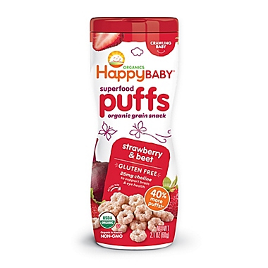 Happy Baby&trade; Happy Puffs&trade; Organic 2.1-Ounce Puffs in Strawberry. View a larger version of this product image.
