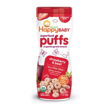 Happy Baby&trade; Happy Puffs&trade; Organic 2.1-Ounce Puffs in Strawberry. View a larger version of this product image.