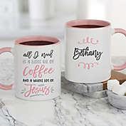 A Little Bit of Coffee and a Whole Lot of Jesus Personalized Coffee Mugs in Pink