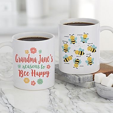 Bee Happy Personalized 11 oz. Coffee Mug. View a larger version of this product image.