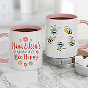 Bee Happy Personalized 11 oz. Coffee Mug in Pink