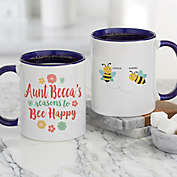 &quot;Bee Happy&quot; Personalized 11 oz. Coffee Mug in Blue