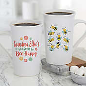Bee Happy Personalized 16 oz. Coffee Mug in White