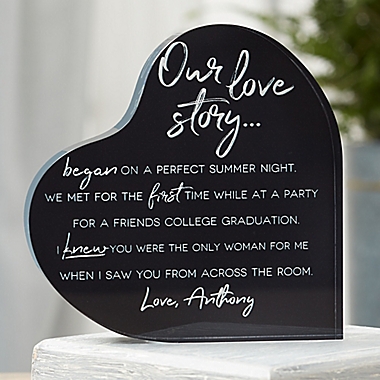 Our Love Story Personalized Colored Heart Keepsake. View a larger version of this product image.