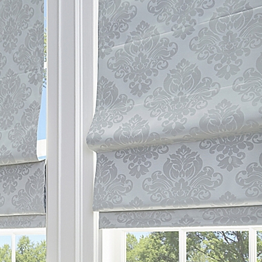 Damask Cordless Roman 34-Inch x 64-Inch Shade in Silver. View a larger version of this product image.