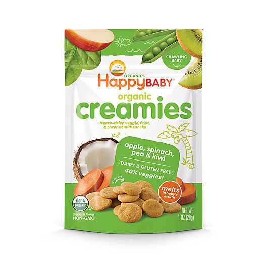 Alternate image 1 for Happy Baby™Happy Creamies™ 1 oz. Organic Dairy-Free Snack in Apple, Spinach, Pea & Kiwi