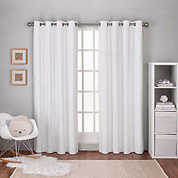 Textured Linen  84-Inch Grommet Top Window Curtain in Winter White (Set of 2)