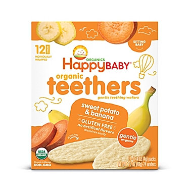 Happy Baby&trade; Gentle Teethers 12-Packs of 2 Banana & Sweet Potato Organic Teething Wafers. View a larger version of this product image.