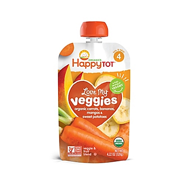 Happy Baby Happy Tot Love My Veggies Organic 4.22 oz. Carrot, Banana, Mango & Sweet Potato Pouch. View a larger version of this product image.