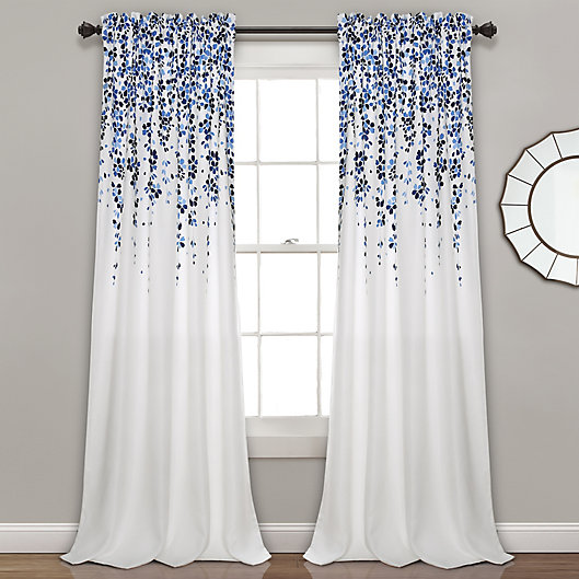 Alternate image 1 for Weeping Flower 2-Pack84-Inch Rod Pocket Window Curtain in Navy (Set of 2)