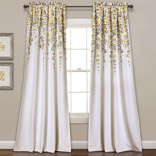 Alternate image 1 for Weeping Flower 2-Pack95-Inch Rod Pocket Window Curtain in Yellow (Set of 2)