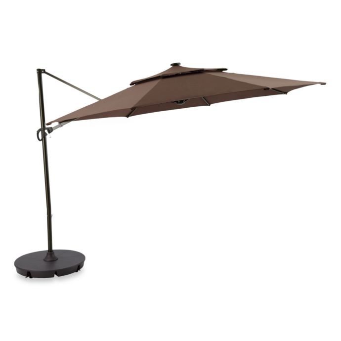 11 Foot Round Solar Cantilever Umbrella In Chocolate Bed Bath Beyond