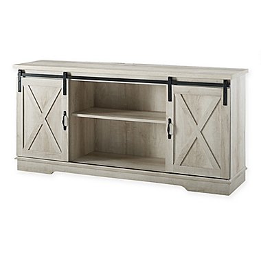 Forest Gate Wheatland 58-Inch Farmhouse Sliding Barn Door TV Stand in White Oak. View a larger version of this product image.