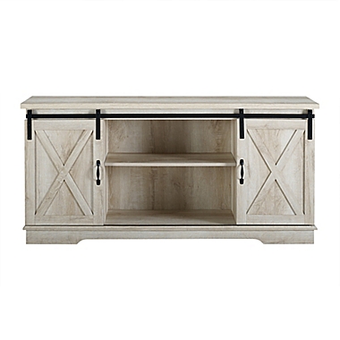 Forest Gate Wheatland 58-Inch Farmhouse Sliding Barn Door TV Stand in White Oak. View a larger version of this product image.