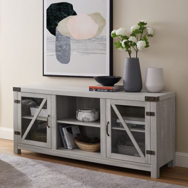 Forest Gate&trade; Wheatland 58-Inch TV Stand in Stone Grey. View a larger version of this product image.