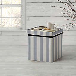 Bee &amp; Willow&trade; Linen Upholstered Stripe Ottoman in Blue