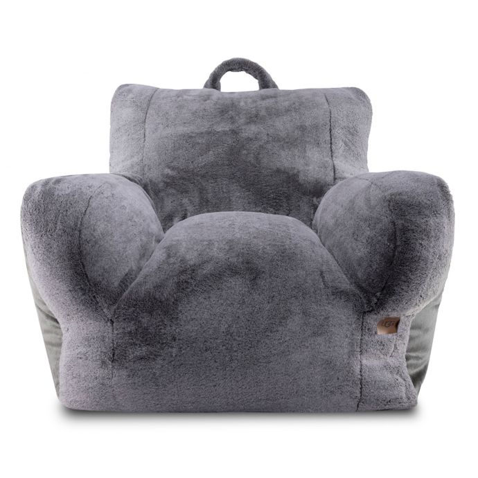 Ugg Cascade Faux Fur Upholstered Lounge Chair In Charcoal Bed