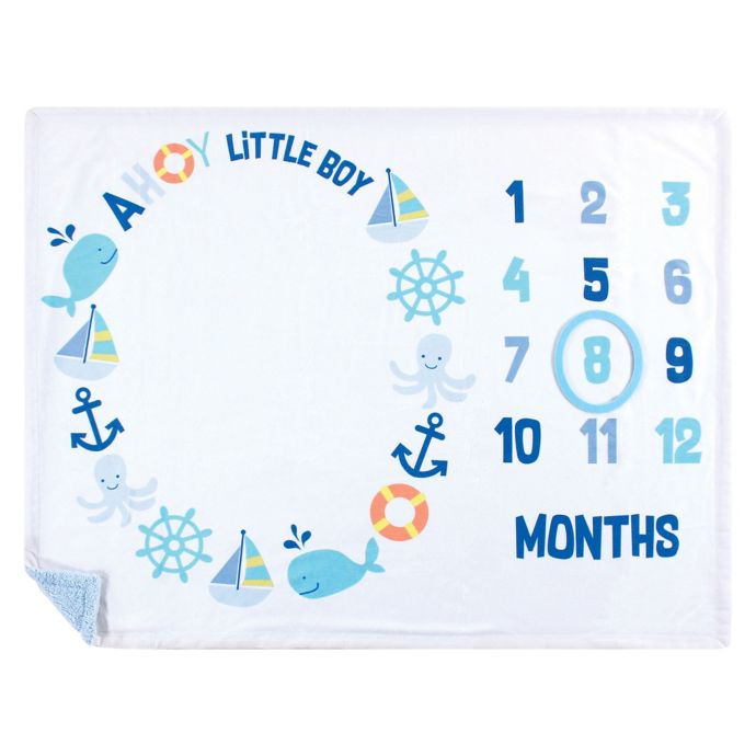 Boy's Nautical Monthly Milestone Chart Baby Blanket ...