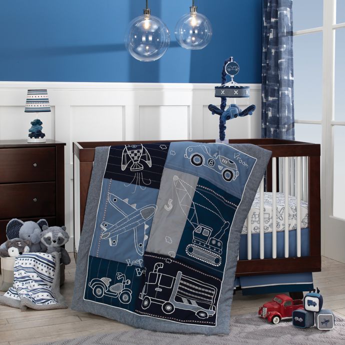 Lambs Ivy Metropolis 6 Piece Crib Bedding Set In Blue Grey