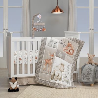 Lambs &amp; Ivy&reg; Painted Forest 4-Piece Crib Bedding Set in Beige/Grey