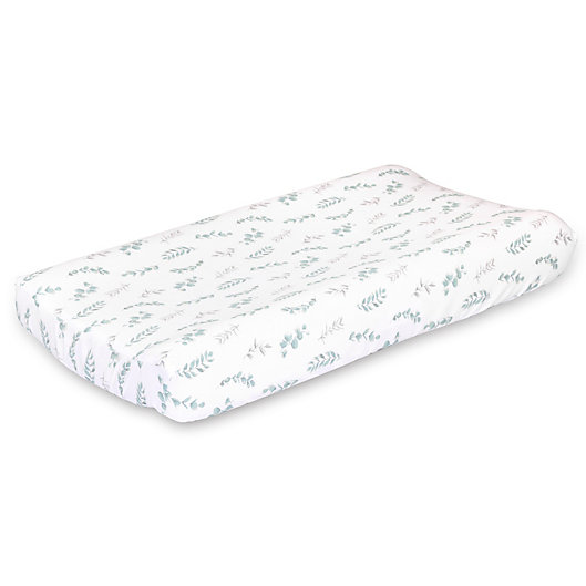 Alternate image 1 for The Peanutshell™ Farmhouse Floral Leaves Changing Pad Cover in Sage Green