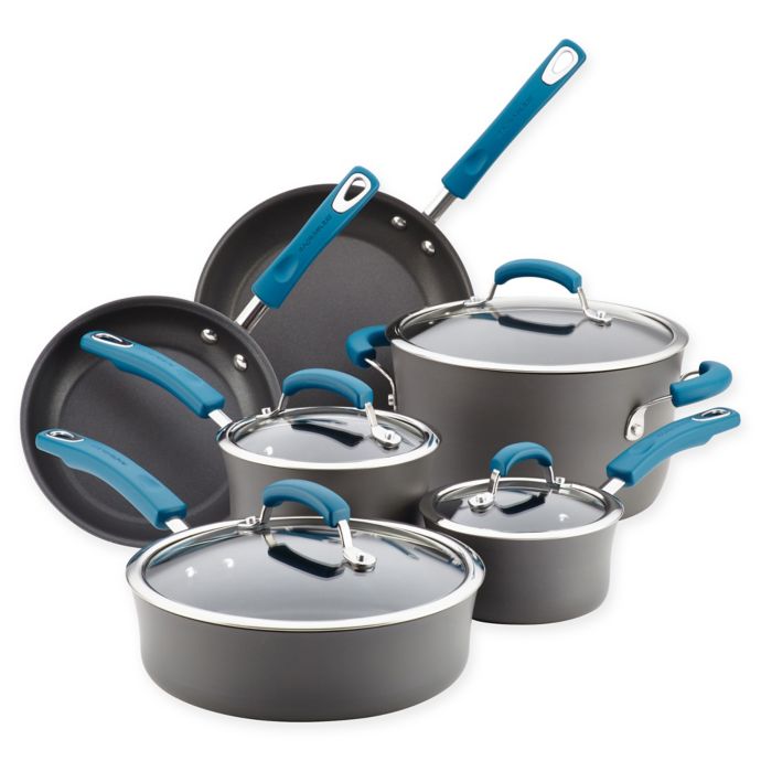 Rachael Ray Hard Anodized Nonstick 10 Piece Cookware Set In Grey