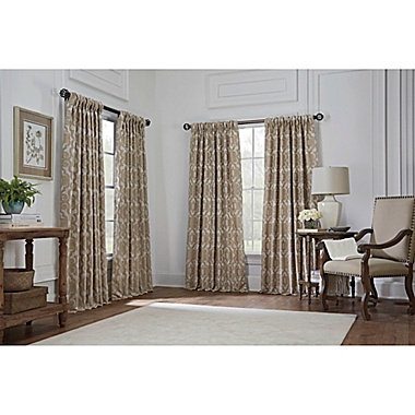 Gate Jacquard 63-Inch Pinch Pleat Window Curtain Panel in Antique (Single). View a larger version of this product image.