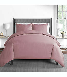 Set de funda para edredón individual de algodón Sunham Home Fashions de 450 hilos color rosa desteñido