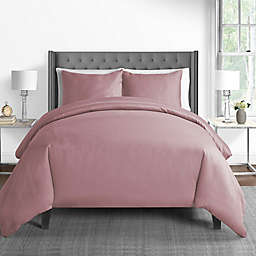 Solid 450-Thread-Count Cotton Sateen 3-Piece King Duvet Cover Set in Dusty Rose
