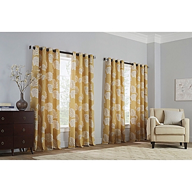 Leaf Motif Pinch Pleat Window Curtain Panel (Single). View a larger version of this product image.