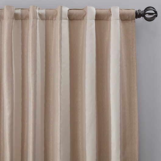 Luxe Wide Stripe Rod Pocket Back Tab, Champagne Shower Curtain Rod
