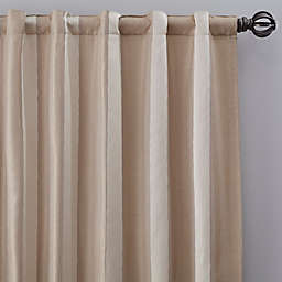 Luxe Wide Stripe 84-Inch Rod Pocket/Back Tab Window Curtain Panel in Champagne (Single)