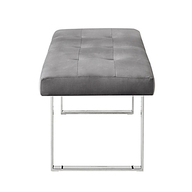 Inspired Home Versan Velvet Bench in Grey/Chrome. View a larger version of this product image.