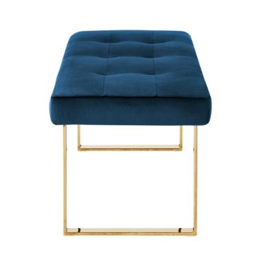 Inspired Home Versan Velvet Bench in Navy/Gold. View a larger version of this product image.