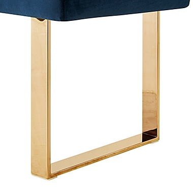 Inspired Home Versan Velvet Bench in Navy/Gold. View a larger version of this product image.