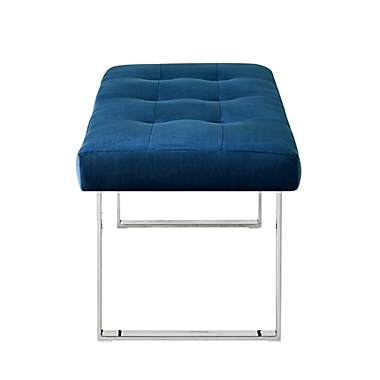 Inspired Home Versan Velvet Bench in Navy/Chrome. View a larger version of this product image.