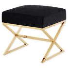 Alternate image 0 for Inspired Home Maggie Velvet Ottoman in Black/Gold