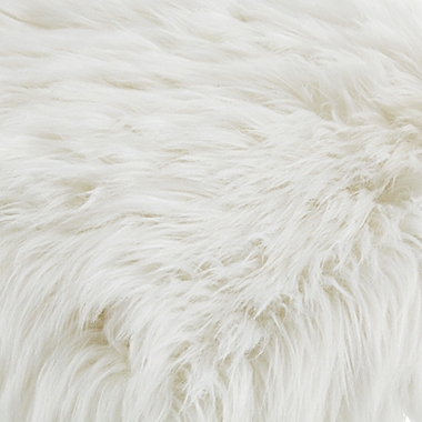 Inspired Home Maggie Faux Fur Ottoman in White/Gold. View a larger version of this product image.