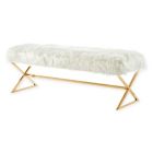 Alternate image 0 for Inspired Home Maggie Faux Fur Bench in White/Gold