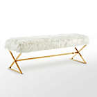 Alternate image 3 for Inspired Home Maggie Faux Fur Bench in White/Gold