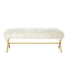 Alternate image 4 for Inspired Home Maggie Faux Fur Bench in White/Gold