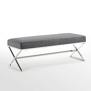 Inspired Home Maggie Velvet Bench in Chrome. View a larger version of this product image.