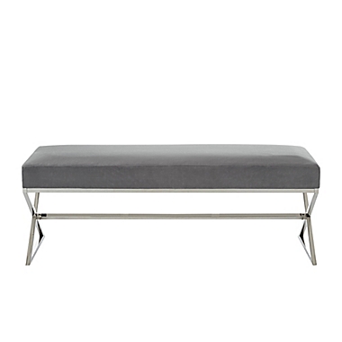 Inspired Home Maggie Velvet Bench in Chrome. View a larger version of this product image.