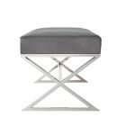 Alternate image 6 for Inspired Home Maggie Velvet Bench in Chrome