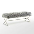 Alternate image 4 for Inspired Home Maggie Faux Fur Bench in Chrome