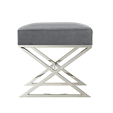 Inspired Home Maggie Ottoman in Chrome. View a larger version of this product image.
